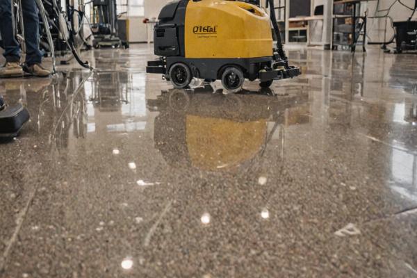 Professional floor cleaning equipment and workspace
